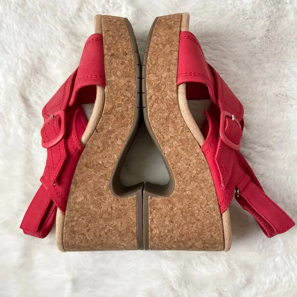 Clarks Nerisa Pace Cherry Nubuck Sandals Size 7